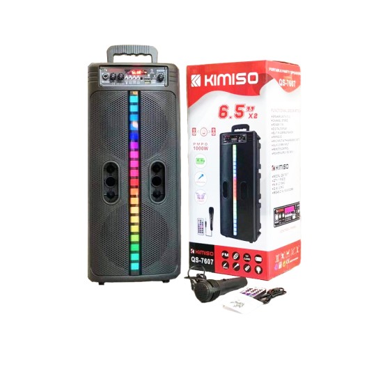 SPEAKER KIMISO QS-7607 6.5" X 2 WITH MICROPHONE AND REMOTE 